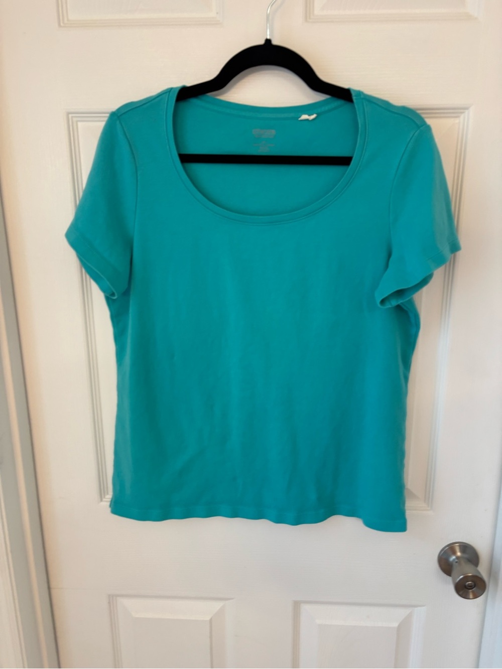 Chico's Teal Scoop Neck Short Sleeve Top
